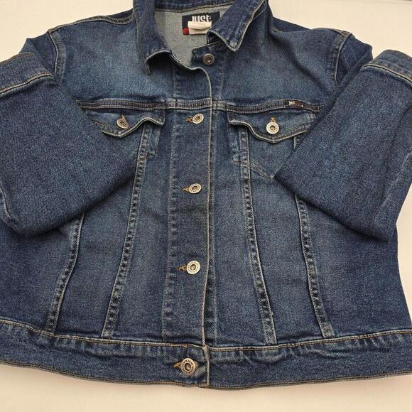 Y2K Just Jeans Denim Jacket Women's 2XL Blue Button Up Long‎ Sleeve Stretch 45-1 - Picture 7 of 10